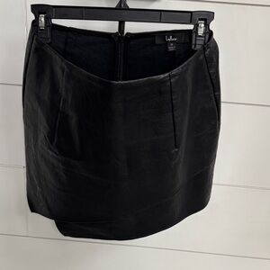 Lulu's Black Faux Leather Mini Skort